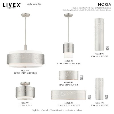 Brushed Nickel 24" Drum Chandelier with Off-White Shade
