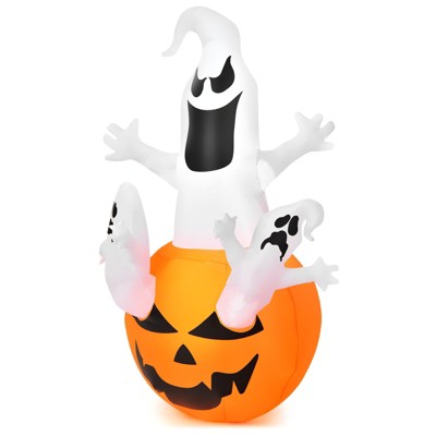 6ft Inflatable Halloween Ghosts on Pumpkin with LED Lights