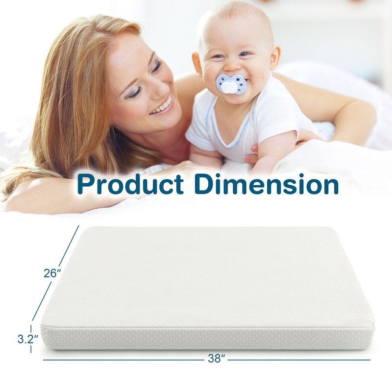 Costway 38'' x 26'' Dual Sided Pack n Play Baby Mattress Pad w/ Removable Washable Cover, 2 of 11
