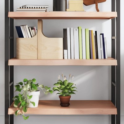 vidaXL Wall Shelf Light Brown 31.5 in.x19.7 in.x(0.8 in.-2.4 in.) Treated Solid Wood Oak