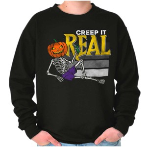 Funny Halloween Creep It Real Joke Sweatshirt for Men or Women Brisco Brands - 1 of 4