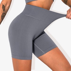 Anna-Kaci Active Women's High-Waisted Seamless Biker Shorts Ribbed Compression Yoga Workout Shorts for Fitness and Running - 1 of 4