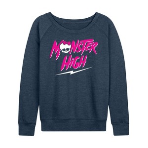 Women's - Monster High - Monster High Lightning Logo Lightweight French Terry Wide Neck Long Sleeve Shirt - 1 of 4