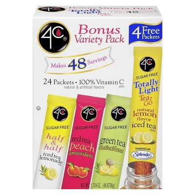 4C Totally Light 4-Flavor Variety Pack Iced Tea Mix 24 ct