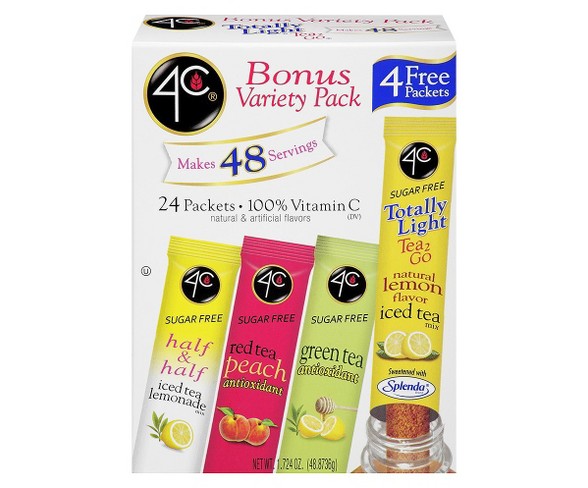 4C Totally Light 4-Flavor Variety Pack Iced Tea Mix 24 ct