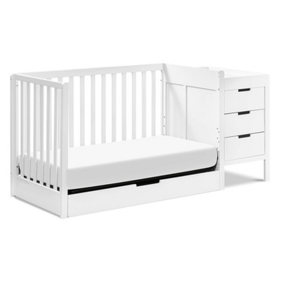 White Wood 4-in-1 Convertible Crib and Changer Combo