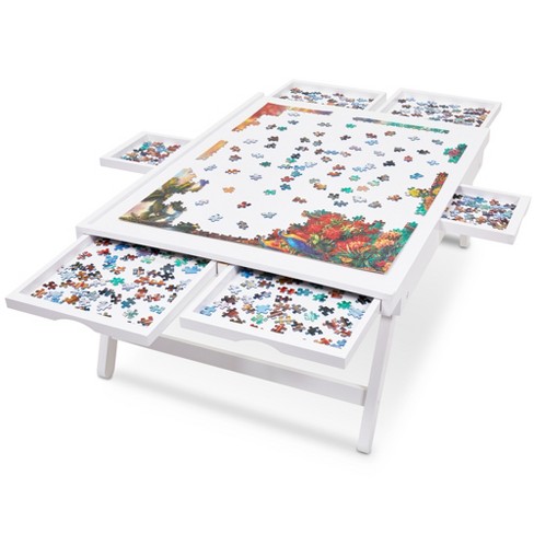 Jumbl 23x31 Jigsaw Puzzle Board Rack W/legs, Mat & 6 Drawers - White :  Target