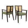 Upholstered Arm Dining Chair Set of 2, Rattan Back Arm Dining Chair with Rubberwood Frame, Mid Century Dining Chair for Dining Room-Koiai - 2 of 4