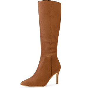Perphy Women's Pointed Toe Side Zip Stiletto Heel Knee High Boots - 1 of 3