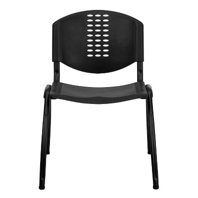 Contemporary Black Metal Stack Chair with Ventilation Holes