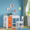 RiverRidge Kids' Desk and Chair Playroom Set with 2 Art Storage Cubbies and 2 Side Bookshelves White with 2 Magnetic Art Display Bars - 3 of 4