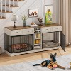 Acekool 82" Double Dog Crate Furniture TV Stand for 2 Large Dogs, 4 Drawers & Shelves, Indoor Dog Cabinet - 3 of 4