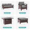 Sonkuki 6 Pieces Patio Sofa with Rectangle Fire Pit Table and Ottomans, Patio Conversation Couch with Cushion - 3 of 4