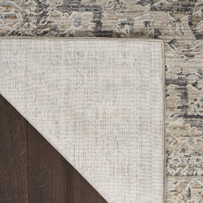 Ivory Taupe Synthetic Bohemian Runner Rug 2'3" x 8'