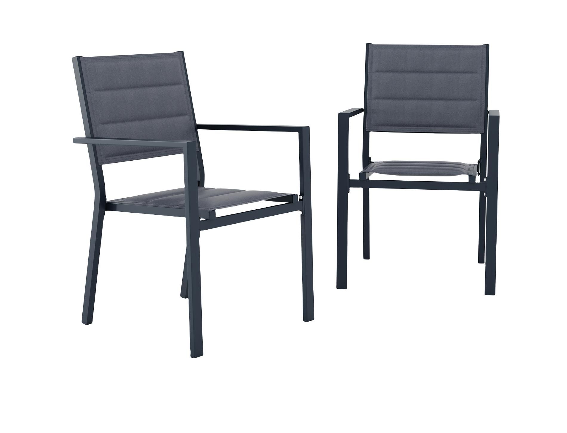 Orieon 4PCS Outdoor Dining Chairs, Heavy Duty Metal with Textile Backrest, Weather Resistant Stackable with Armrests, Lawn Deck Balcony Poolside