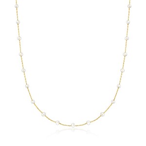 Pure Collection by Ross-Simons 3-3.5mm Cultured Pearl Station Necklace in 14kt Yellow Gold - 1 of 4
