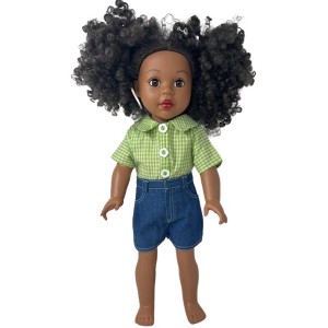 Doll Clothes Superstore Casual Short Denim Jeans with Green Check Shirt for 18 Inch Girl Dolls - 1 of 4