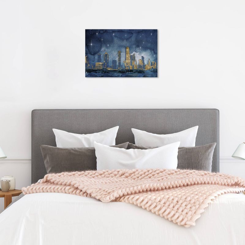 16&#34; x 24&#34; Chicago Nighttime Cities and Skylines Unframed Canvas Wall Art in Blue - Oliver Gal, 6 of 7