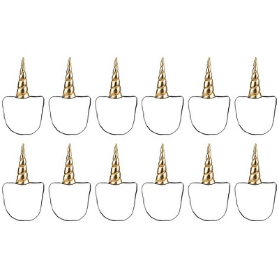 Juvale 12-Pack Metallic Unicorn Horn Headbands with Elastic Bands for Party, Hair Accessories, 1.75 x 5 in