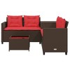 vidaXL Patio Sofa Set - L-Shaped Brown Poly Rattan Outdoor Seating with Side & Coffee Table, Tempered Glass Top, Cushions, Storage - 4 of 4