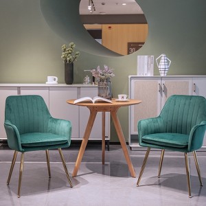 KTMBDW Set of 2 Dining Chairs with Back, Velvet Upholstered Modern Accent Chairs with Metal Legs for Dining Room - 1 of 4