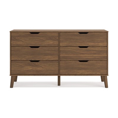 Auburn Brown 6-Drawer Mid-Century Modern Dresser