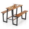 Costway Patio Picnic Table Bench Set with Acacia Wood Tabletop Benchtop Built-in Footrests - 2 of 4