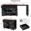 LOVSON 85.5''Extendable Dining Table Kitchen Island with Power Outlet and 3 Open Side Shelves, Kitchen Storage Table with 3 Drawers,2 Doors,Black - 3 of 4