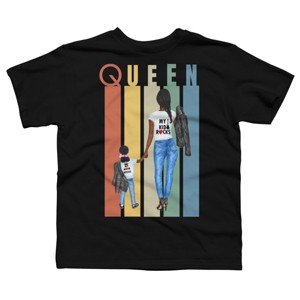 Boy's Design By Humans Mother's Day Black Mom Queen Retro Stripes By duron4 T-Shirt - 1 of 2