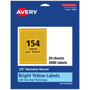 Avery Bright Yellow Paper Labels, 0.5" Diameter Round - 1 of 4