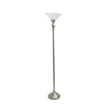 1-Light Classic Torchiere Floor Lamp with Marbleized Glass Shade Brushed Nickel - Lalia Home
