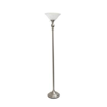 1-Light Classic Torchiere Floor Lamp with Marbleized Glass Shade - Lalia Home
