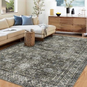 Machine Washable 6x9 Vintage Rug Ultra-Soft Low Pile Oriental Carpet Living Room Rug Foldable Floral Distressed Rugs for Bedroom Dorm - 1 of 4