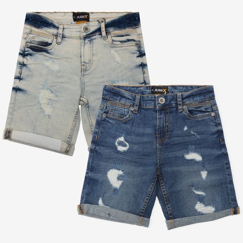 RAW X Little Boy's Roll-Up Denim Shorts 2-Pack in BLEACH/LIGHT INDIGO Size 7, 1 of 9