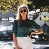 Amaryllis Women's Short-Sleeve Crew Neck Sequin Top Puff Sleeves Sparkling Detail - 2 of 4