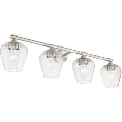 Willow Brushed Nickel 4-Light Vanity with Clear Glass Shades