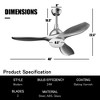 Costway 48'' Ceiling Fan w/ Remote Control Dimmable LED Light Modern Reversible Blades Silver\White - 4 of 4