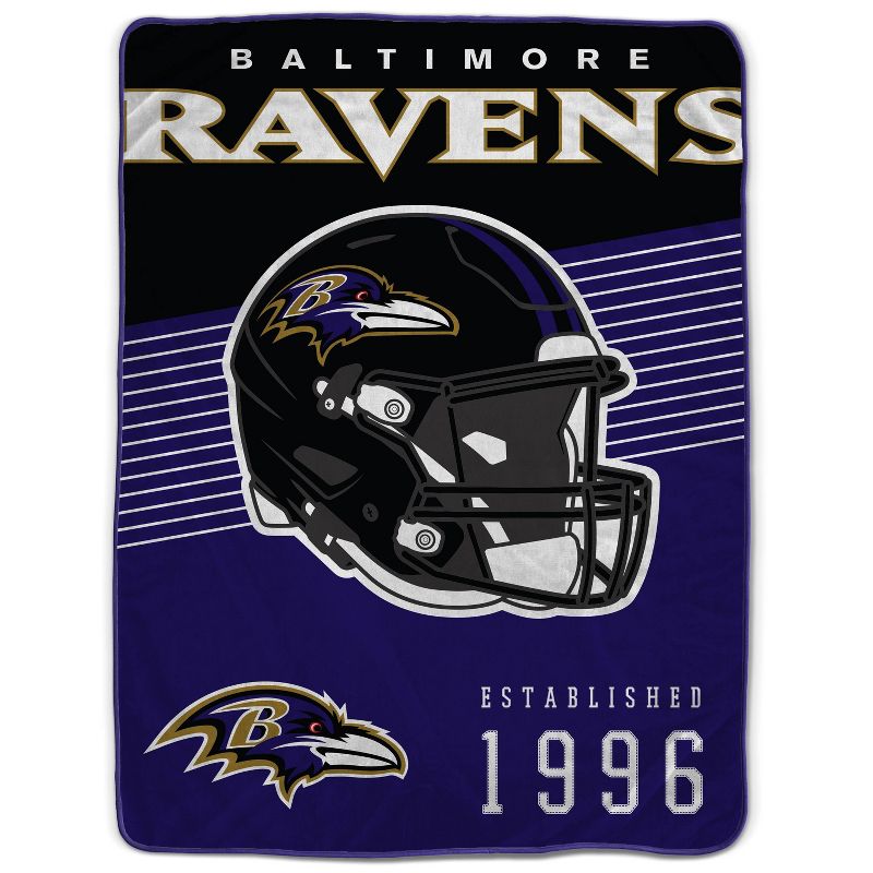NFL Baltimore Ravens Helmet Stripes Flannel Fleece Blanket, 1 of 4