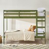 Modern Simple Solid Wood Twin Over Twin Bunk Bed, Olive Green - 2 of 4