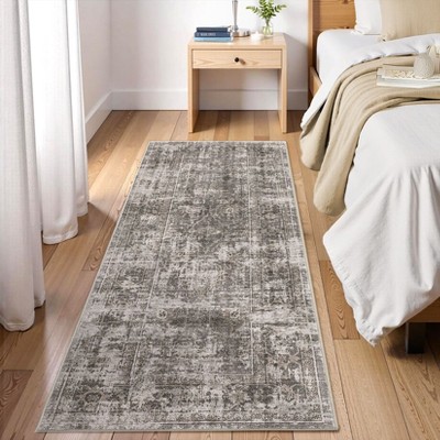 Washable Area Rug, Vintage Distressed Living Room Rug, Soft Foldable Accent Rug for Dining Room Bedroom