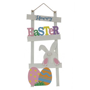 36" Bunny and Eggs "Happy Easter" Hanging Wall Decoration - National Tree Company - 1 of 3