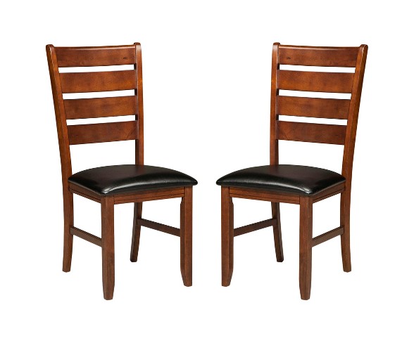 Redmond Ladder Back Side Chair With Faux Leather Seat Black and Merlot finish (Set of 2) - Intercon