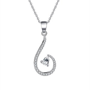 Angel Tear Pendant Necklace for Women Heart Cut CZ Sterling Silver Ginger Lyne Collection - 1 of 4