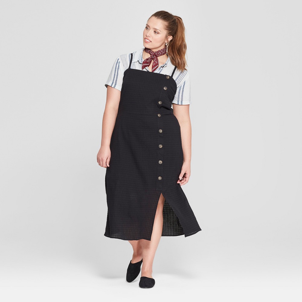 Women's Plus Size Side Button Midi Dress - Universal Thread Black 1X, Size: Small was $29.98 now $19.48 (35.0% off)