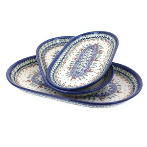 Blue Rose Polish Pottery 8600 Vena 3 Piece Oval Serving Set - 1 of 1