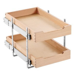 VEVOR 2 Tier Pull Out Cabinet Organizer, 14"W x 21"D Cabinet Drawer, Soft Close Slide out Shelf, Heavy-Duty Sliding Wood Drawer - 1 of 4