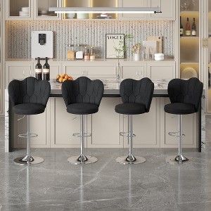 VECELO Velvet Bar Stools Set of 2/4, Adjustable Barstools with Back, Armless Counter Height Stools, Swivel Bar Chairs for Pub or Kitchen Island - 1 of 4
