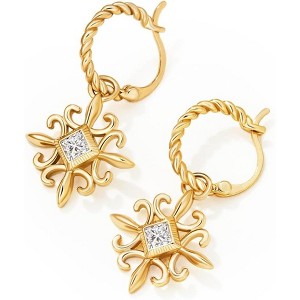 18k Gold Plated Dangle Earrings for Women Princess Cubic Zirconia Trendy Chunky Twist Drop Earrings - 1 of 4