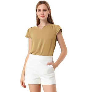 INSPIRE CHIC Women's Work Business Casual Plain Cap Sleeve Blouse - 1 of 4