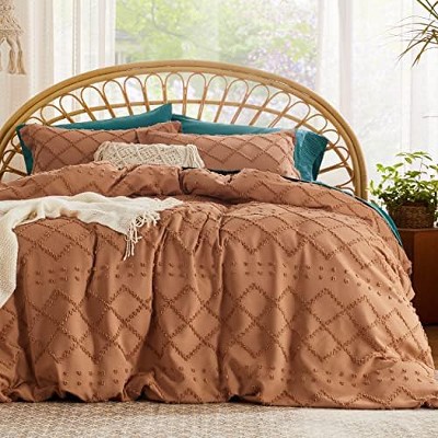Bedsure | Solid Minimalist Embroidery Duvet Cover Set Cozy and Stylish Bedding Set